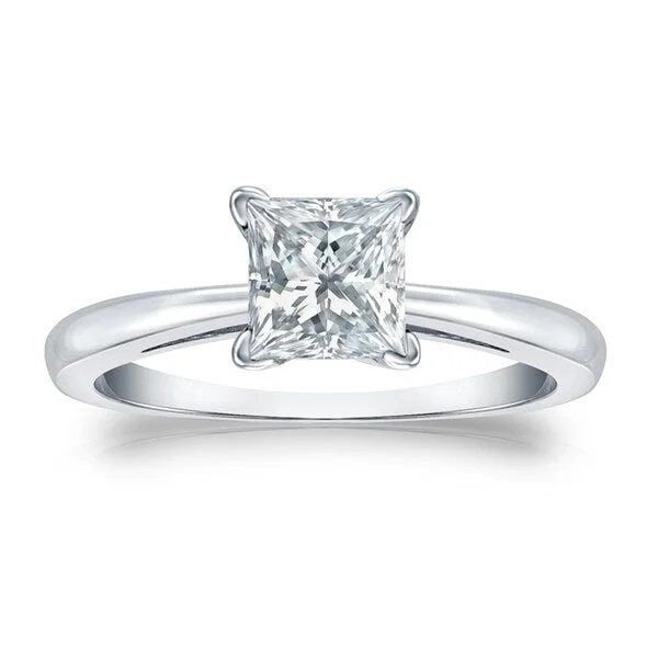 Twinkling crystal ring-Auriya Platinum GIA Certified 2 3/4-Carat TDW Princess-Cut Solitaire Diamond Engagement Ring