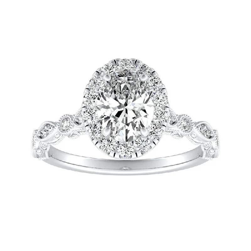 Light weave ring-Auriya Platinum Vintage Oval-cut 5/8ctw Halo Diamond Engagement Ring (H-I, SI1-SI2)