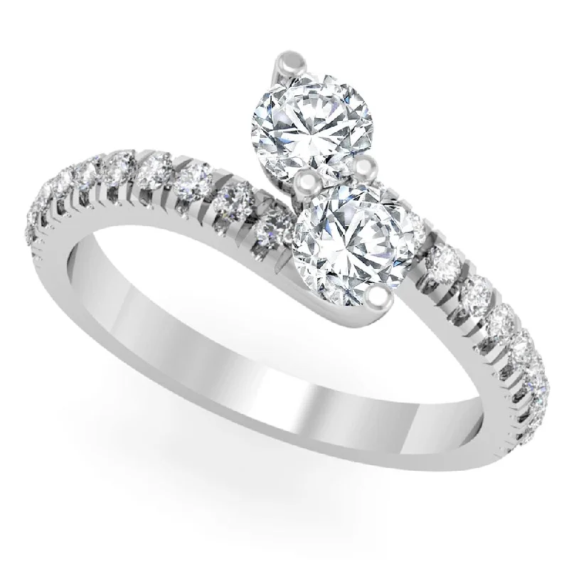 Flowing arc ring-Auriya Round 2-Stone Diamond Engagement Ring 2ct TDW 14K Gold