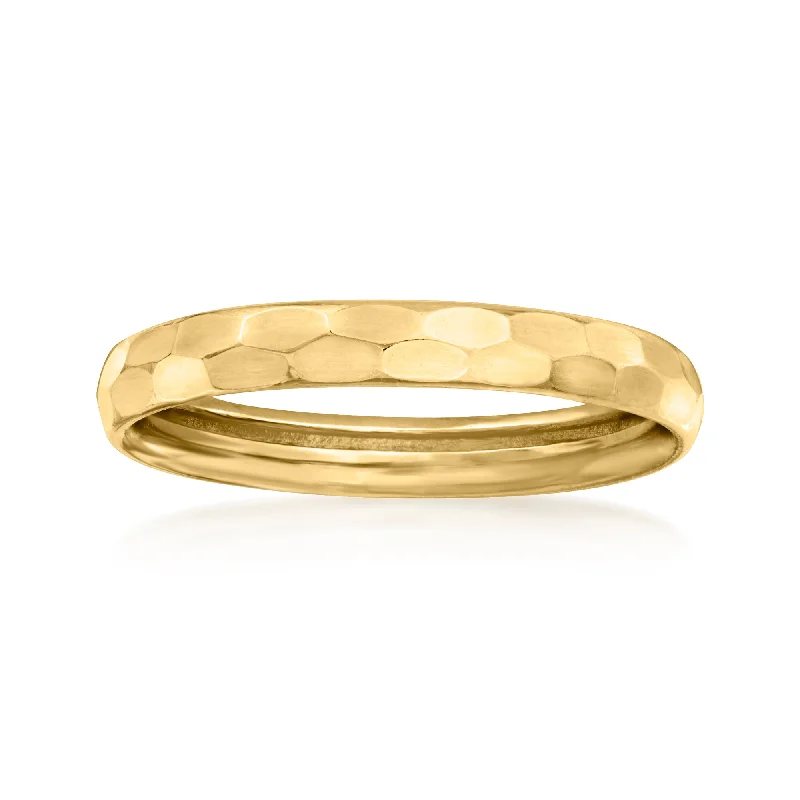 Floating diamond ring-Canaria 10kt Yellow Gold Hammered Ring