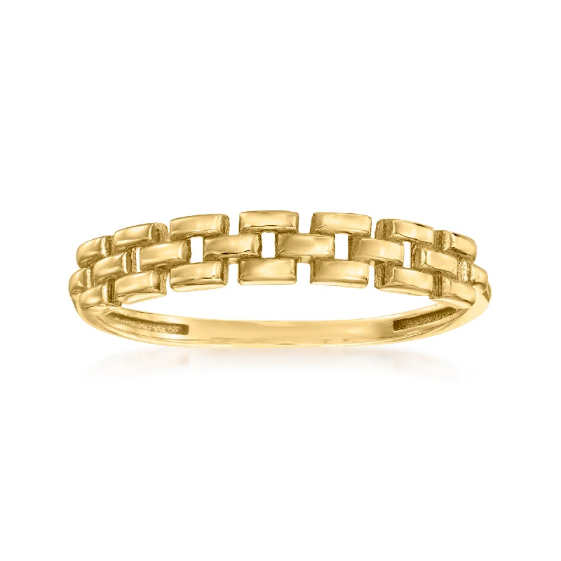 Shimmering stone ring-Canaria 10kt Yellow Gold Panther-Link Ring