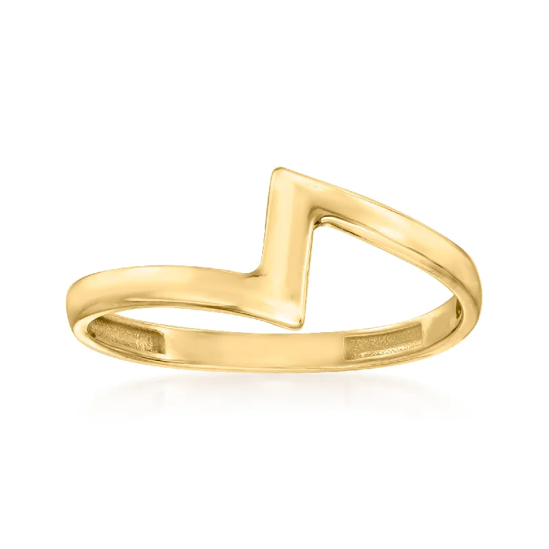 Etched band ring-Canaria 10kt Yellow Gold Zigzag Ring