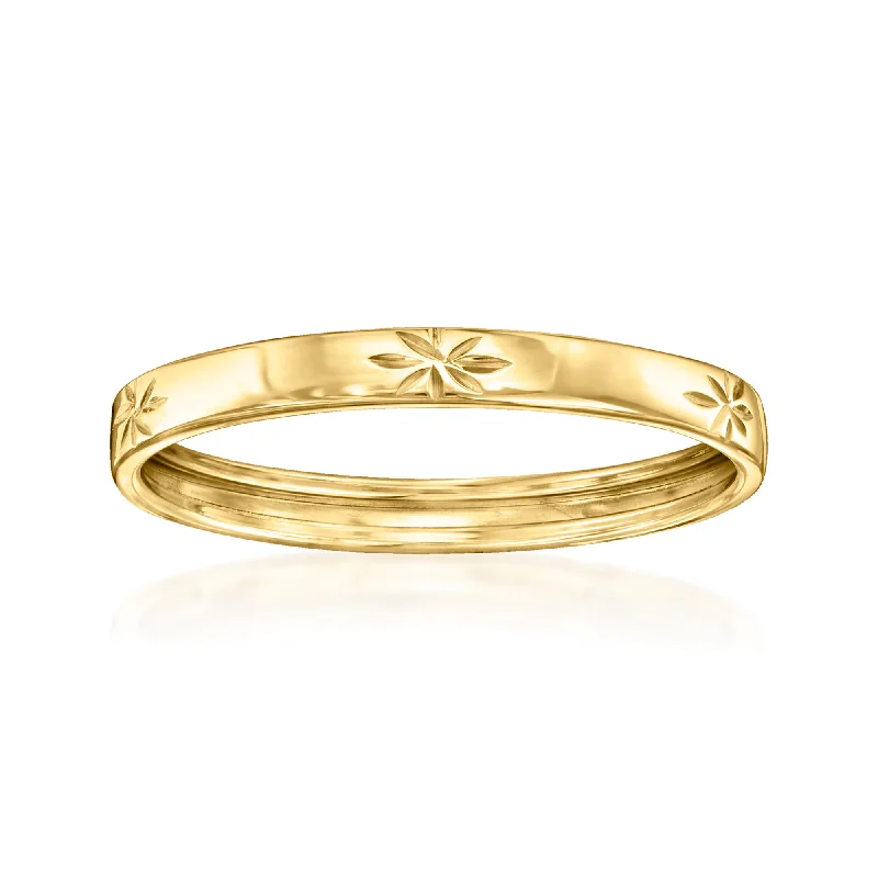 Etched band ring-Canaria Italian 10kt Yellow Gold Diamond-Cut Star Ring