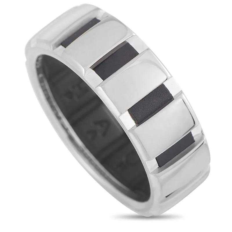 Dainty filigree ring-Chaumet 18K White Gold Black Rubber Band Ring