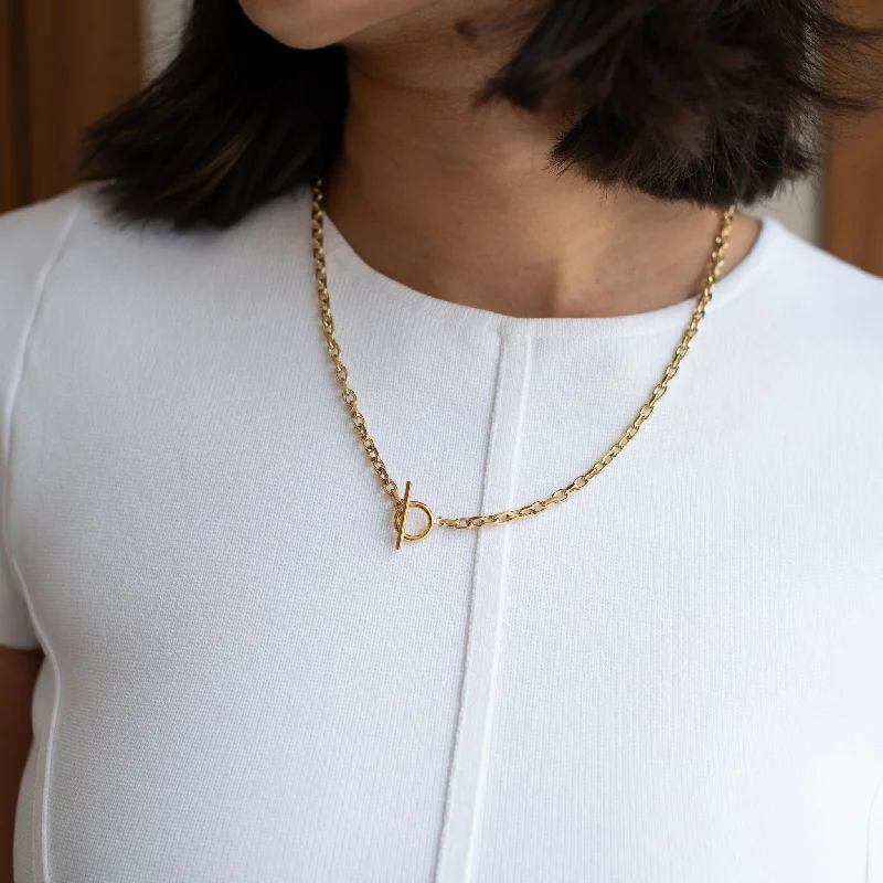 Offset stone necklace-Cuban T Bar Necklace