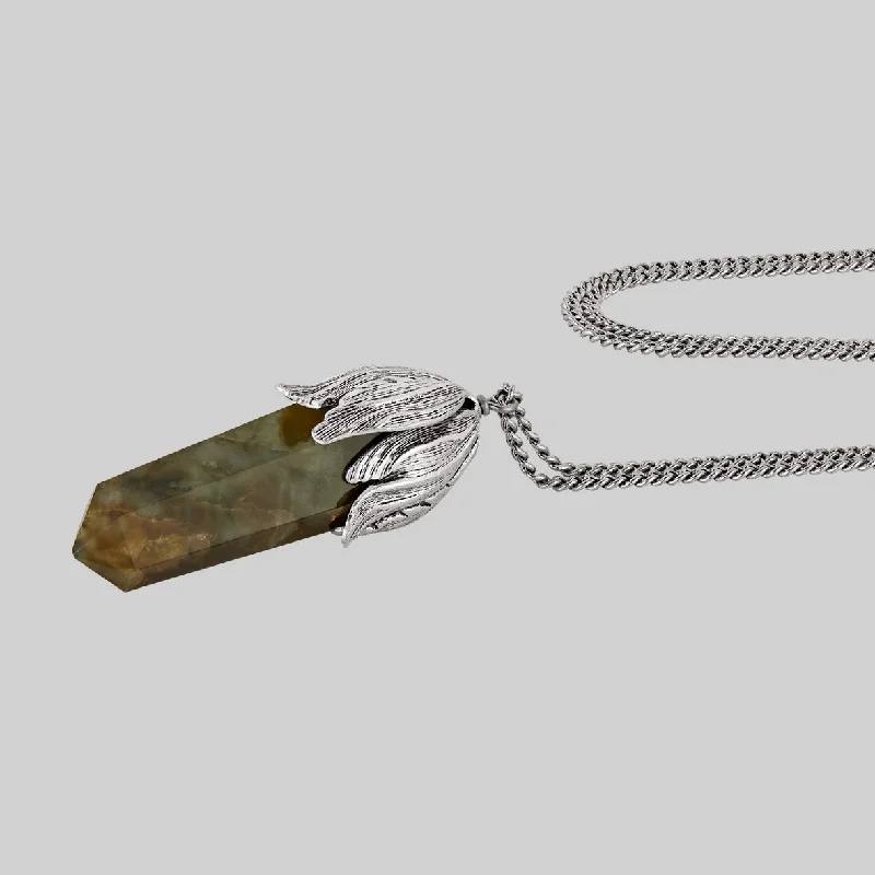 Tesselated design necklace-DEATH BLOOM. Labradorite Pendant Necklace