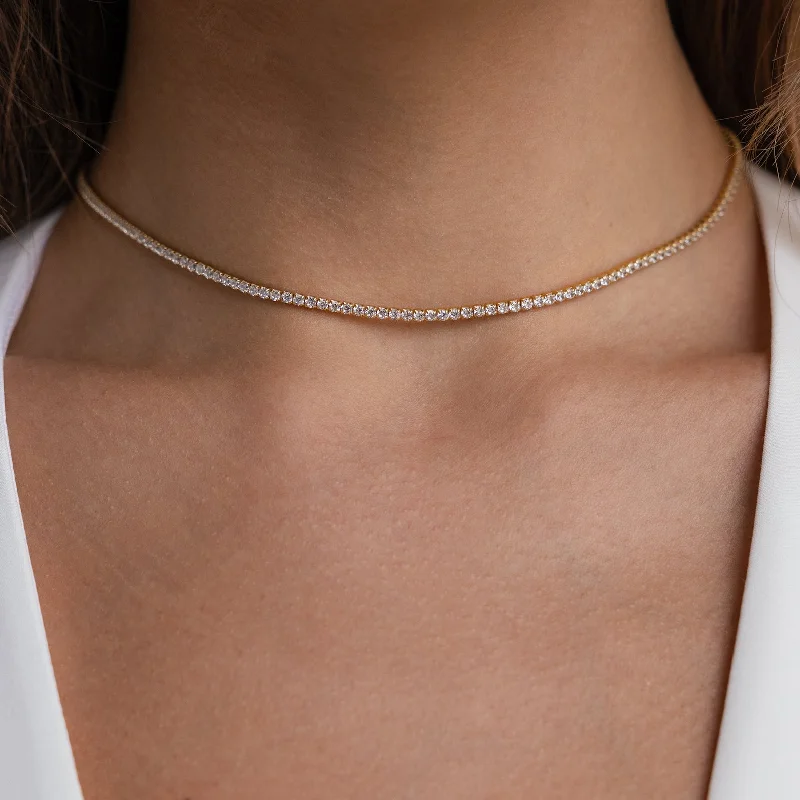 Stellar burst necklace-Diamond Tennis Choker Necklace