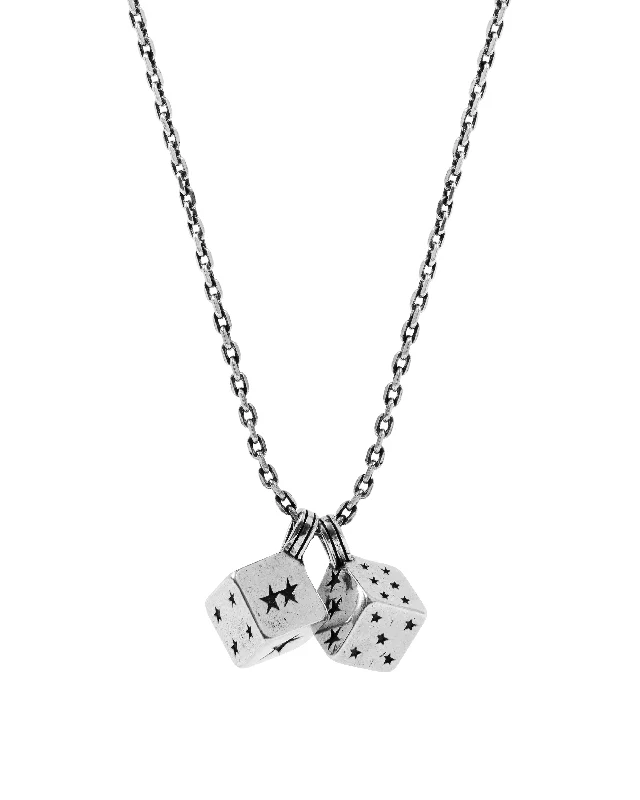 Brushed steel necklace-Dice Necklace