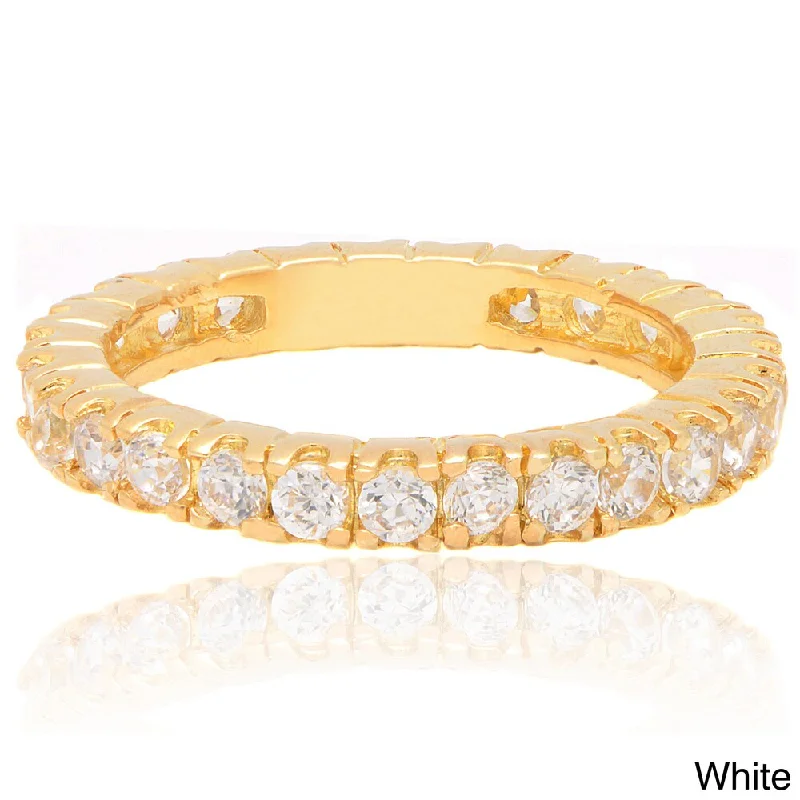 Swirled design ring-Dolce Giavonna 14k Gold Overlay Cubic Zirconia Eternity Ring