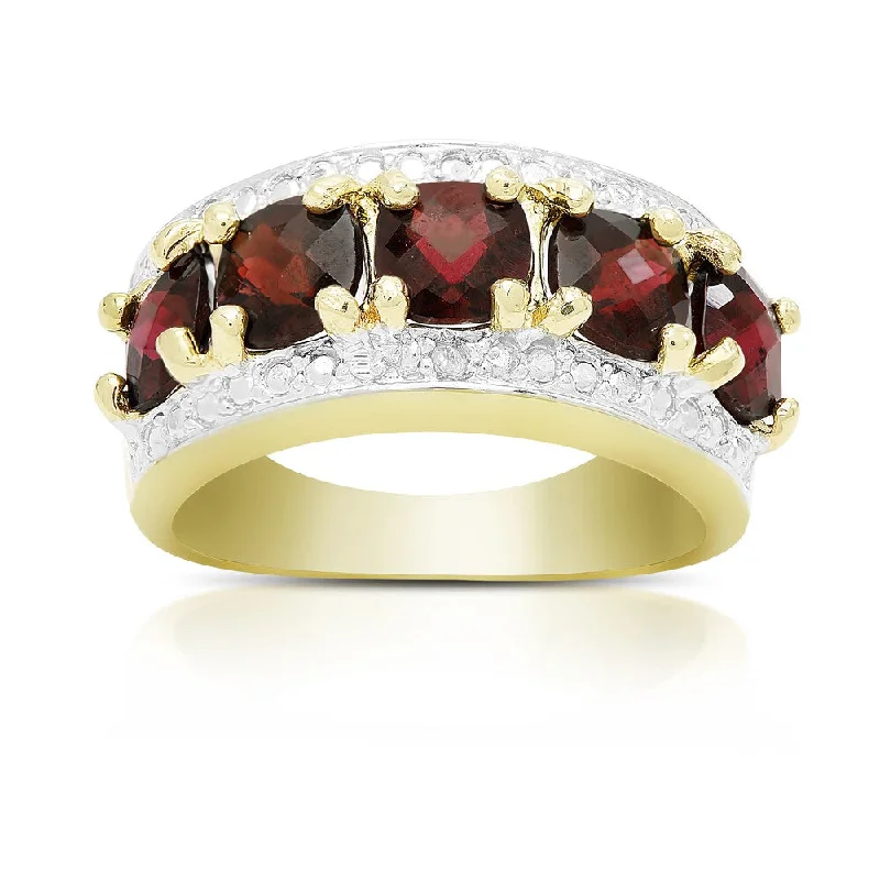 Four-stone ring-Dolce Giavonna Gold Over Sterling Silver Gemstone and Diamond Accent Five Gemstone Ring