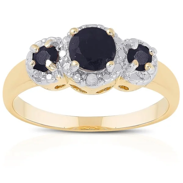 Slack coil ring-Dolce Giavonna Gold over Sterling Silver Gemstone Diamond Accent 3-stone Ring