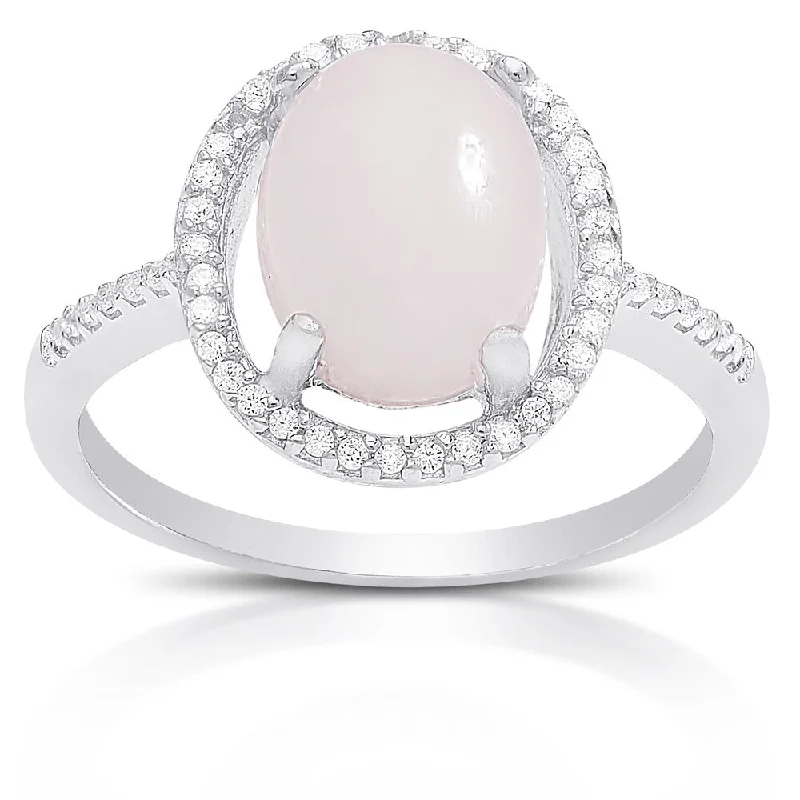 Sparkling gem ring-Dolce Giavonna Sterling Silver Gemstone and Cubic Zirconia Oval Ring