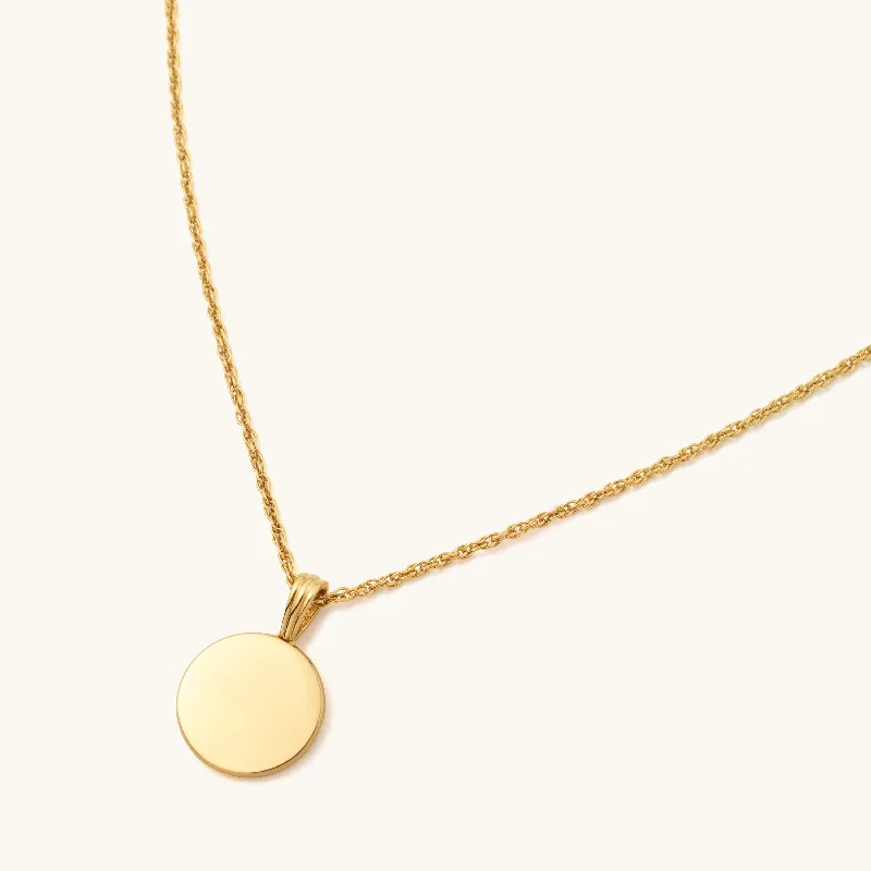 Faint silver necklace-Engravable Classic Disc Necklace