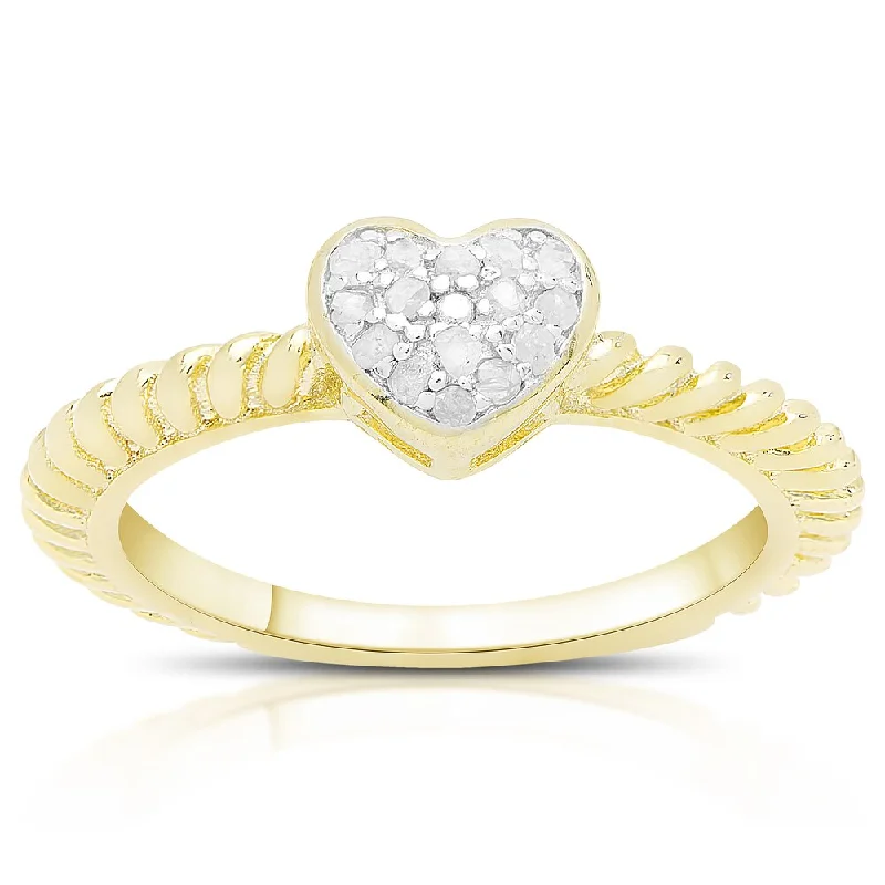 Ten-gem ring-Finesque Gold Over Sterling Silver 1/0 Ct TDW Diamond Heart Ring