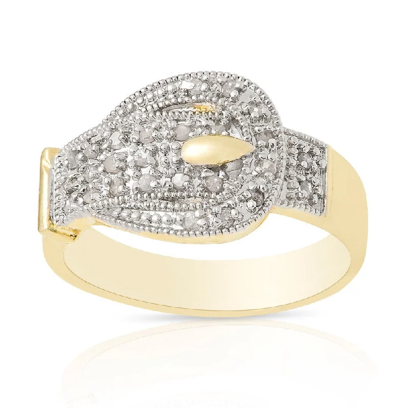 Pure stone ring-Finesque Gold Over Sterling Silver 1/4 ct TDW Diamond Buckle Design Ring