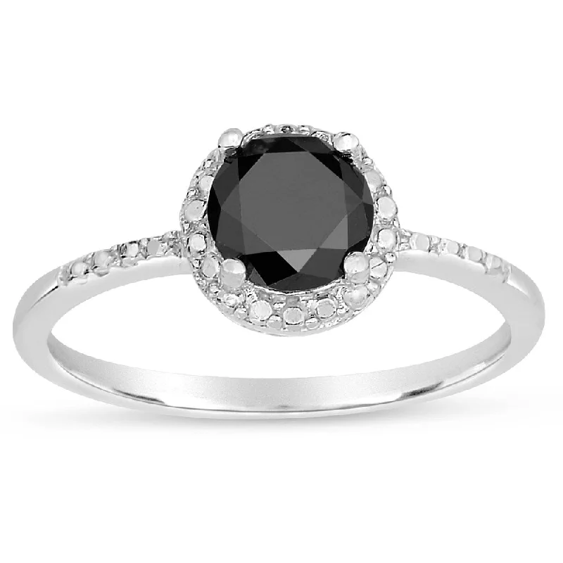 Classic ruby ring-Finesque Sterling Silver 1/4 to 1ct TDW Black Diamond Halo Ring