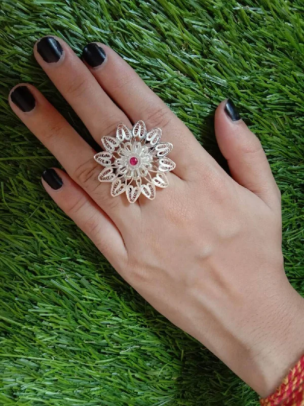 Hovering stone ring-Floral Stone Ring