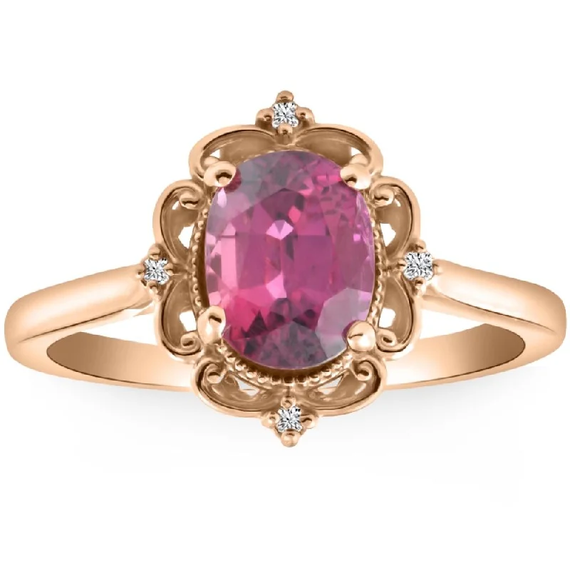 Classic emerald ring-GIA Certified Ruby & Diamond 2.05Ct VS Vintage Engagement Ring in 14k Rose Gold