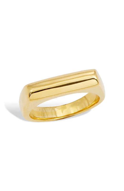 Sun glow ring-Gold Plated Wide Signet Ring