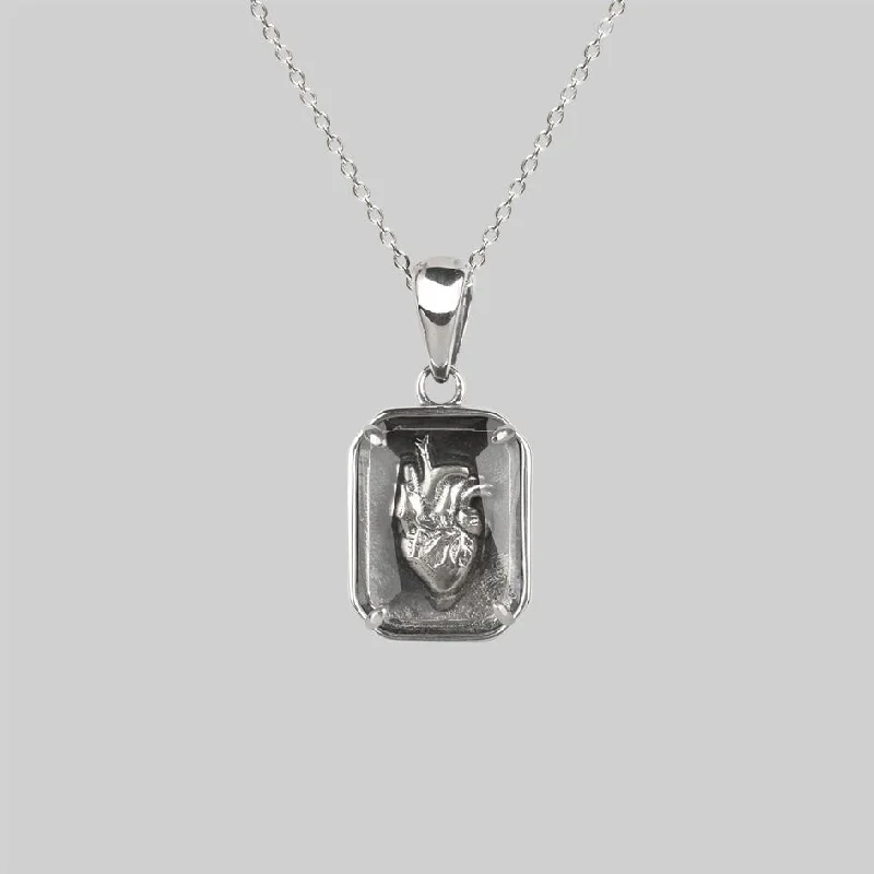 Fine-cut necklace-HEART KEEPER. Anatomical Heart Under Glass Necklace - Silver