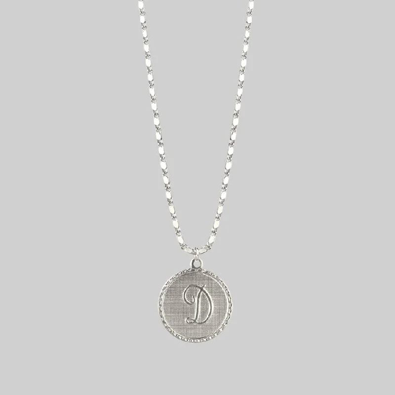 Rough-hewn stone necklace-Initial Medallion Silver Necklace (A - M)