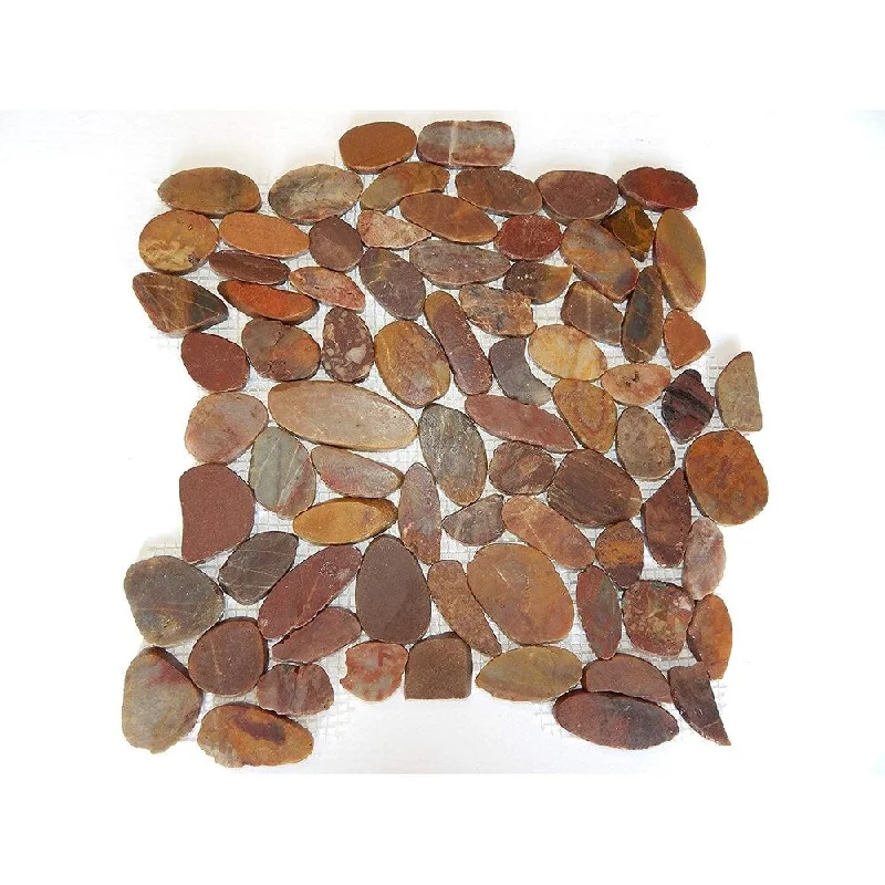 Retro citrine ring-Interlocking Auburn Flat Pebble (5-Pack) Kitchen, Bathroom, and Patio Flooring -Indoor and Outdoor