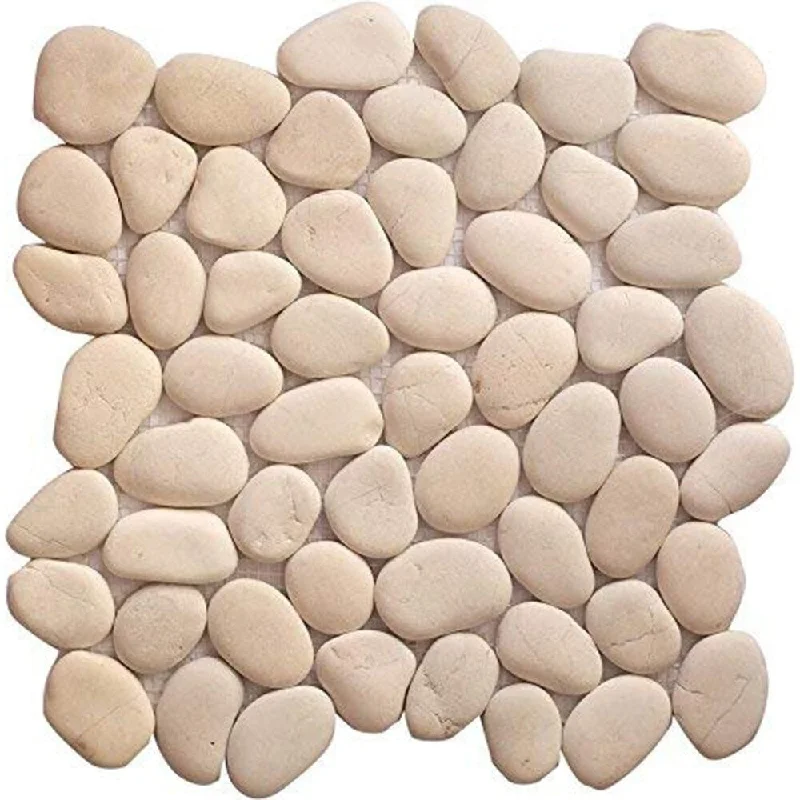 Domed cabochon ring-Interlocking Timor White Pebble (11 Pack)- Kitchen, Bathroom, and Patio- Indoor and Outdoor