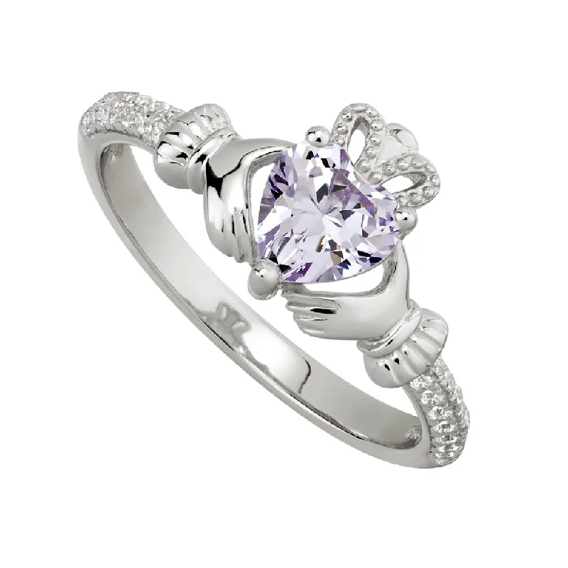 Layered tier ring-June Claddagh Birthstone Ring