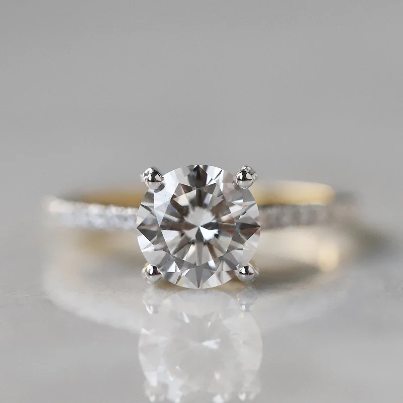 Shiny nickel ring-14 K Gold Lab Created Diamond Rings For Her