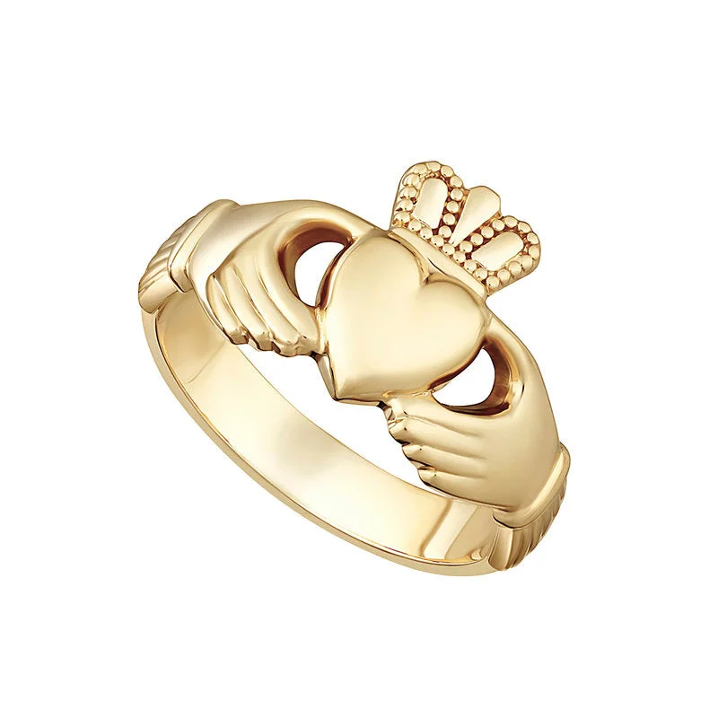 Ragged edge ring-14K Gold Ladies Heavy Claddagh Ring