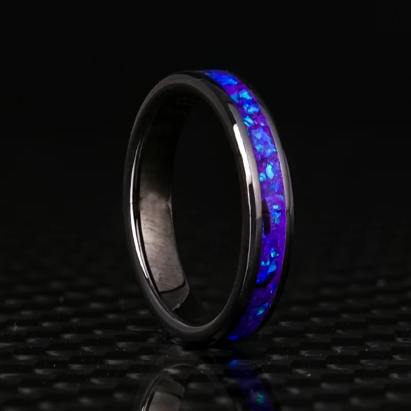 Five-heart ring-Lavender Opal Glowstone Stackable Ring | Women's Wedding Band