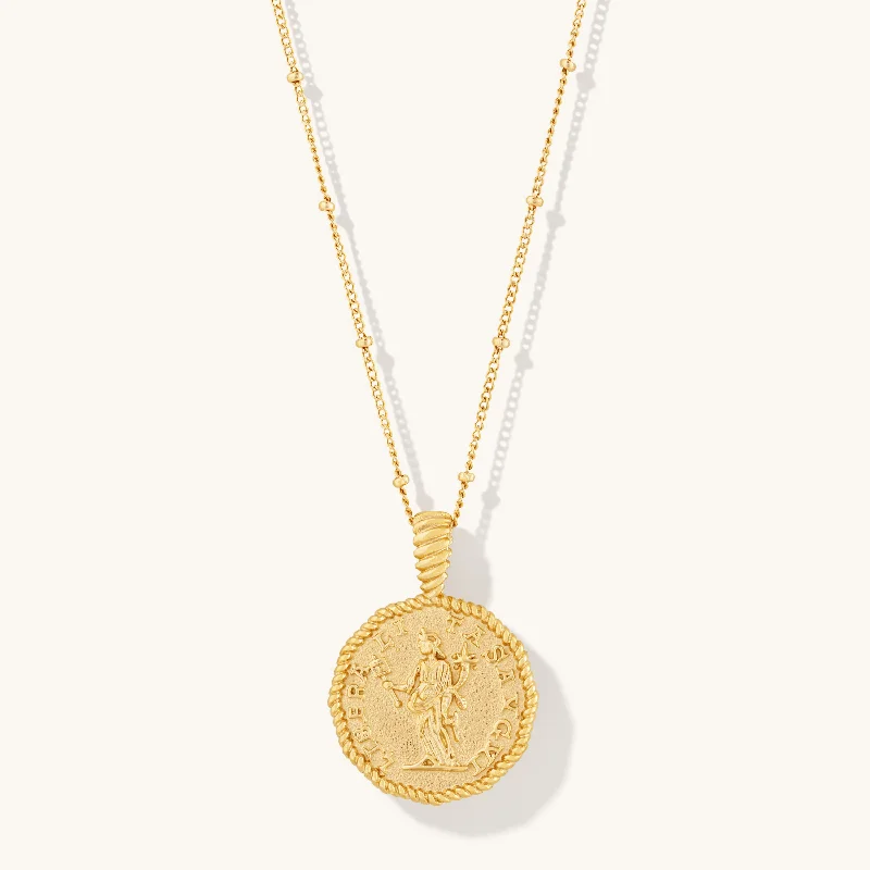 Sun glow necklace-Athena Coin Necklace