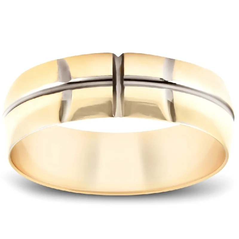 Soft curve ring-Mens 10k Yellow Gold 6mm Basketball Ring Wedding Anniversary Band