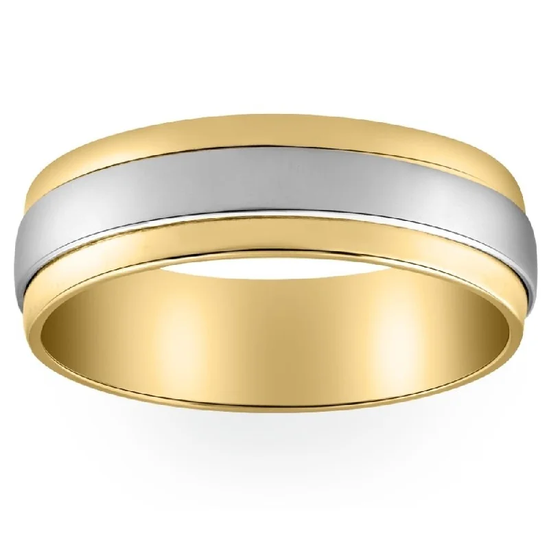 Ten-gem ring-Mens 950 Platinum & 18K Gold Two Tone Wedding Band New