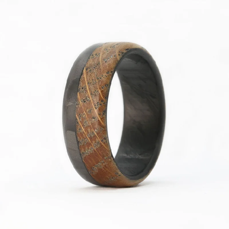 Retro citrine ring-The Old Fashioned-Wooden Whiskey Barrel Ring and Carbon Fiber