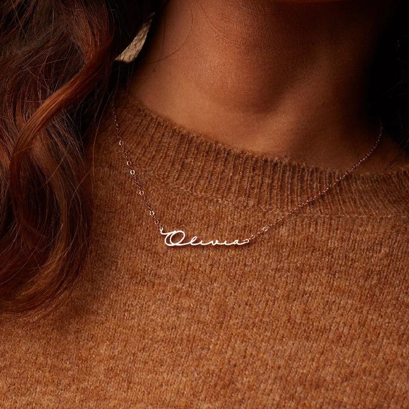 Inset gem necklace-Minimal Name Necklace