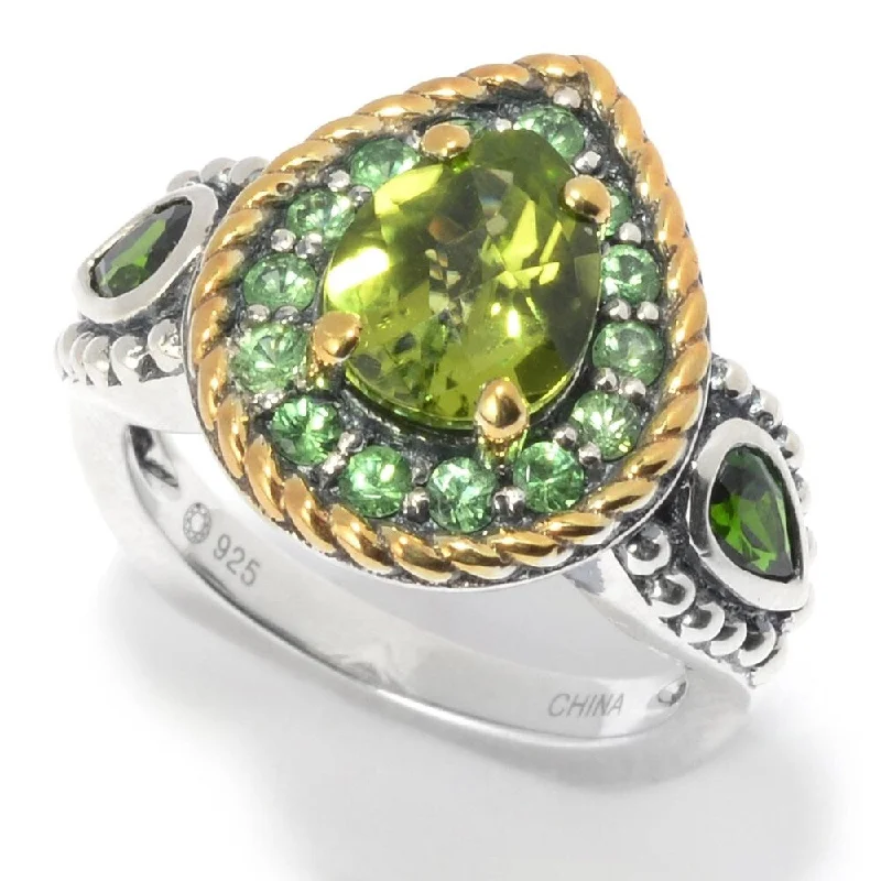 Flexible stone ring-Multi Gemstone 3-Stone Halo Ring