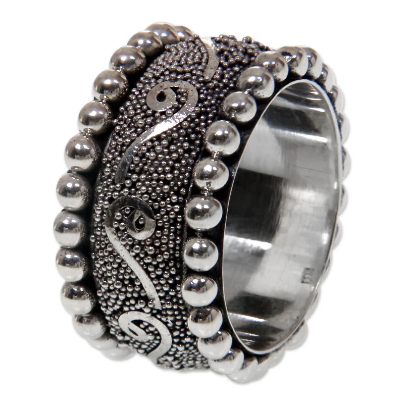 Gentle wave ring-NOVICA Handmade Queen of Java Sterling Silver Ring (Indonesia)