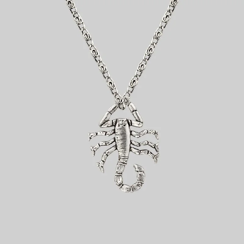 Patterned glaze necklace-NOXIOUS. Scorpion Charm Necklace - Silver