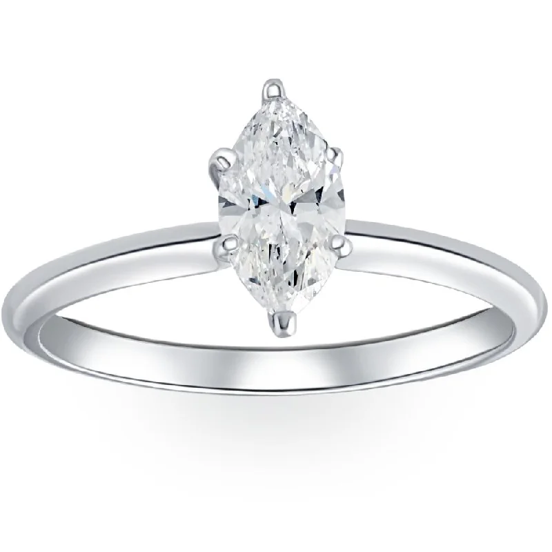 Deep emerald ring-Platinum .72Ct Marquise Natural Certified Diamond Solitaire Engagement Ring