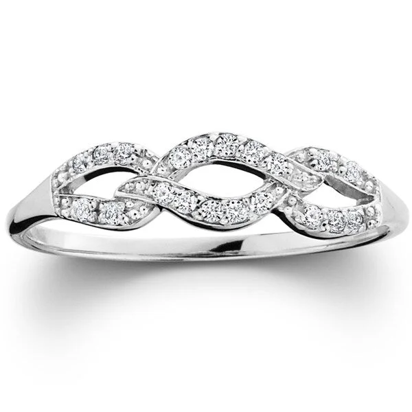 Fluid ring-Pompeii3 10k White Gold 1/10ct TDW Diamond Infinity Wedding Ring (I-J,I2-I3)