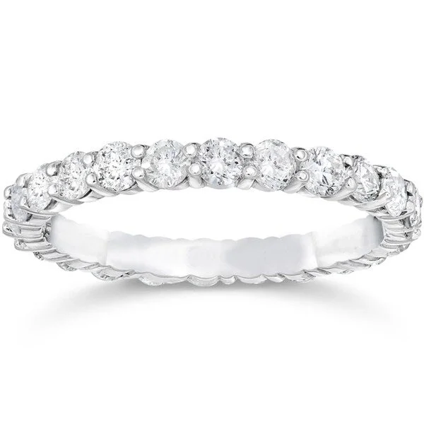 Raised-tier ring-Pompeii3 14k White Gold 1 1/2 ct TDW Diamond Womens Eternity Anniversary Stackable Wedding Ring