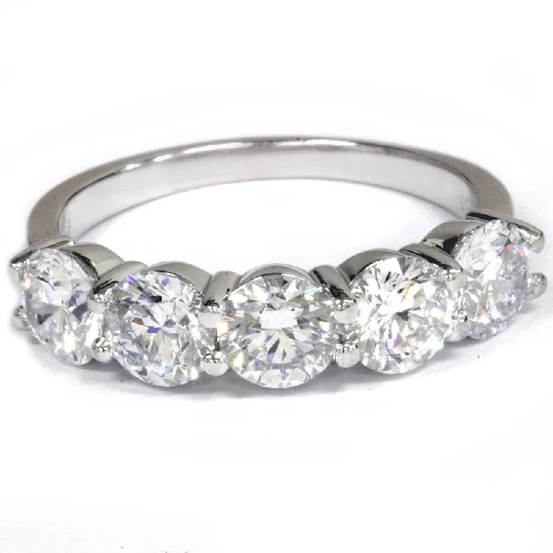 Soft curve ring-Pompeii3 14k White Gold 2 1/2 Ct TDW Diamond Five Stone Wedding Ring Lab Grown (G-H/VS1-VS2)