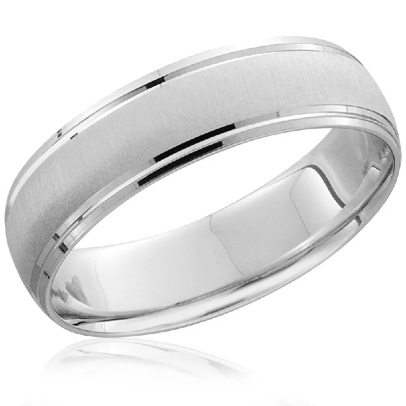 Natural sapphire ring-Pompeii3 14k White Gold Mens Brushed 6MM Ring Wedding Band