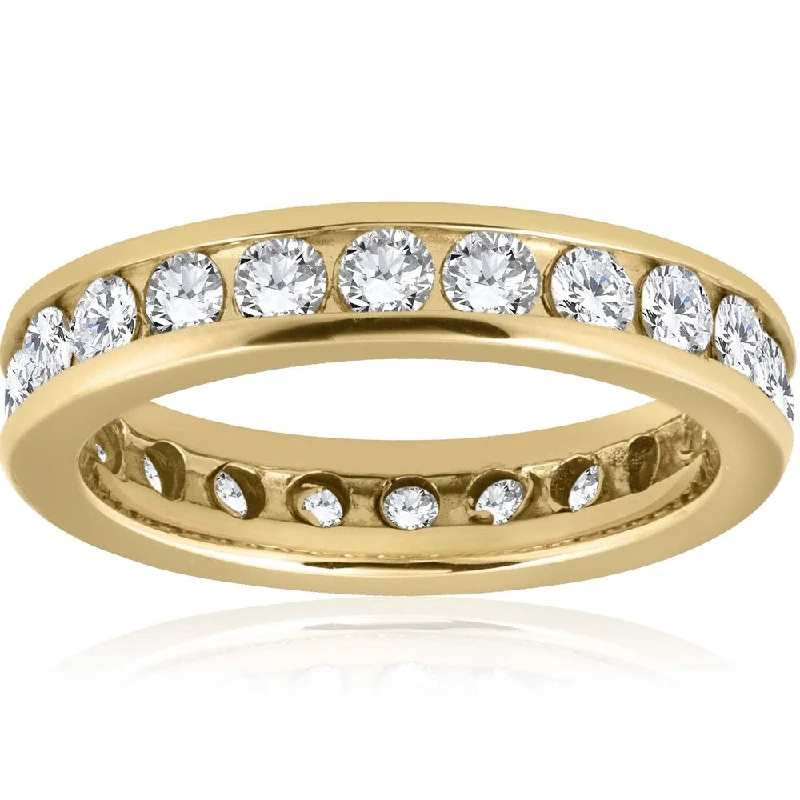 Folk grooved ring-Pompeii3 14k Yellow Gold 2 ct TDW Diamond Channel Set Eternity Band Womens Wedding Ring - White