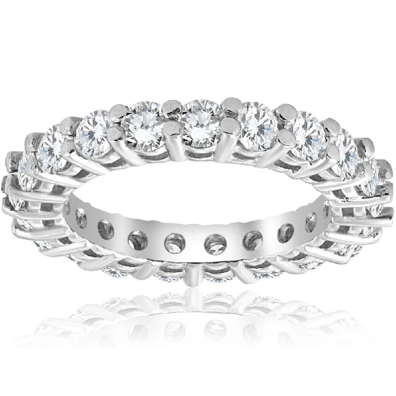 Sun glow ring-Pompeii3 2 3/8 cttw 14K White Gold Round Shared Prong Diamond Eternity Ring - White H-I