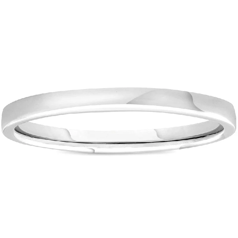 Subtle arc ring-Pompeii3 950 Platinum Plain High Polished Ring 2mm dome Wedding Band - White