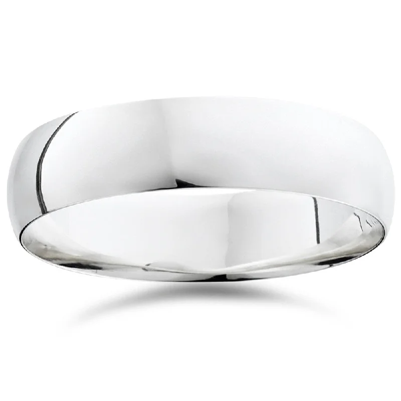 Glowing quartz ring-Pompeii3 950 Platinum Plain High Polished Ring 6mm Dome Wedding Band - White