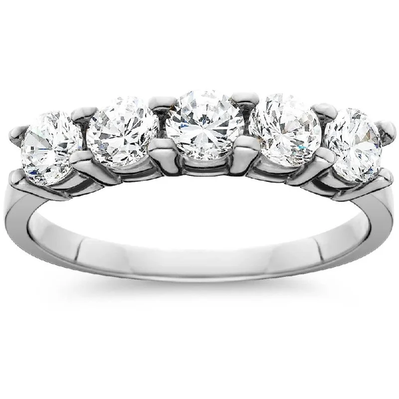 Subtle arc ring-Pompeii3 Platinum 1 1 /4ct TDW Diamond Wedding Ring Five Stone Womens Anniversary Band