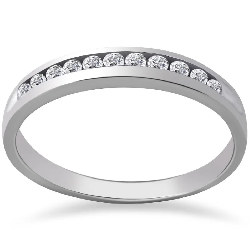 Braided ring-Pompeii3 Platinum 1/4 ct TDW Diamond Wedding Ring Channel Set Womens Anniversary Band